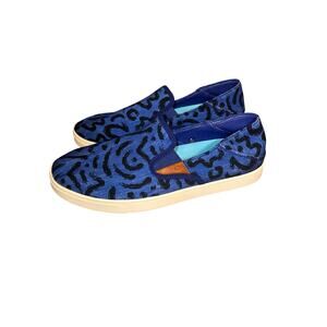 Olukai Kahu Pow Wow Slip On Canvas Sneaker Blue Geometric Preppy Logo Beach 12